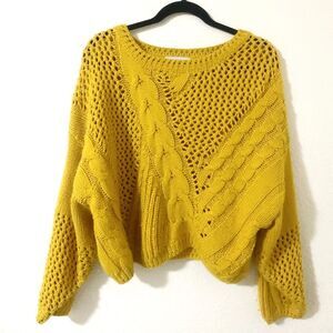 Mustard Long Sleeve Knit Sweater | Sz M – Cozy, Soft, Fall Fashion